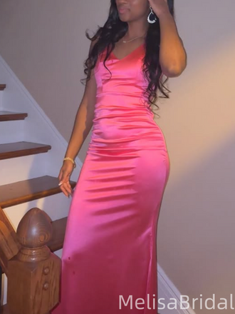 Popular Pink Spaghetti Straps Mermaid  Long Formal Dress to Impress,MB11250