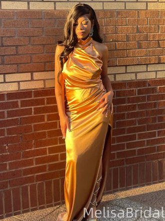 Popular Gold High-neck Mermaid  Long Formal Dress to Impress,MB11248