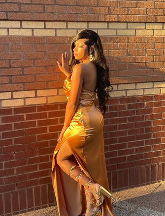 Popular Gold High-neck Mermaid  Long Formal Dress to Impress,MB11248