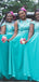 MIsmached Elegant Blue Lace Appliques Simple Cheap A-Line Long Bridesmaid Dresses,BD188