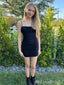 Black Mermaid Spaghetti Straps Graduation Party Short Homecoming Dresses, HD410