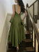 Elegant Green Backless Side Slit Ruffles A-Line Long Prom Dresses,MB20