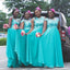 MIsmached Elegant Blue Lace Appliques Simple Cheap A-Line Long Bridesmaid Dresses,BD188