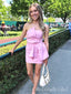 Elegant Pink Sheath Satin Strapless Cheap Simple Short Homecoming Dresses, HD103