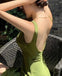 Elegant Green Backless Side Slit Ruffles A-Line Long Prom Dresses,MB20