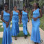 One Shoulder Blue Elegant Mermaid Long Bridesmaid Dresses ,BD257