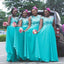 MIsmached Elegant Blue Lace Appliques Simple Cheap A-Line Long Bridesmaid Dresses,BD188