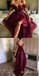 Charming Lace Appliques High Low Open Back Burgundy Off-the-shoulder Sweetheart Evening Gown Long Formal Dresses Prom Dresses,MB383