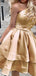 Sexy Brown A-line Charming One Shoulder Short Homecoming Dresses with Ruffles, HD245