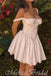 White Square Neck Sheer Corset A-Line Graduation Party Short Homecoming Dresses, HD442