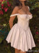 White Square Neck Sheer Corset A-Line Graduation Party Short Homecoming Dresses, HD442