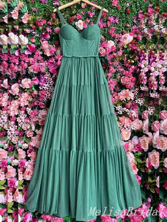 Green Sweetheart A-line Evening Gown Maxi Long Evening Party Prom Dresses,MB712