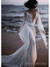 Elegant White Long Sleeves Lace Appliques Illusion V Neck Mermaid Long Wedding Dresses,WD58