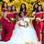 Mismatched Red Mermaid Long Bridesmaid Dresses ,BD221