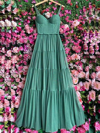 Green Sweetheart A-line Evening Gown Maxi Long Evening Party Prom Dresses,MB712