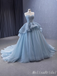 Gorgeous Blue Strapless A-line Sweetheart Lace up Back Ball Gown Party Dress Long Prom Dresses to Impress ,MB952