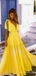 Sexy Yellow Plunging A-Line Evening Gown Maxi Long Formal Dresses Prom Dresses,MB513