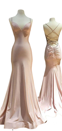 Light Pink Mermaid Sweetheart Spaghetti Straps Lace Up Back Evening Gown Maxi Long Formal Dresses Prom Dresses,MB553
