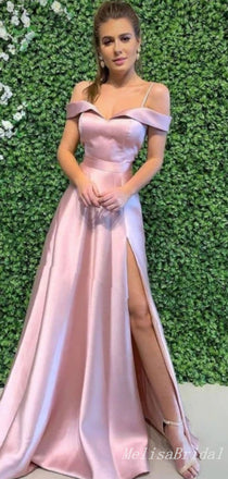 Sexy Off-the-shoulder High Slit Evening Gown Long Prom Dresses with Pleats ,MB300