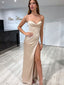 Elegant Ivory White Lace Up Back Side Slit Sweetheart Pleats Mermaid Long Prom Dresses,MB13