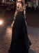 Gorgeous Sexy Black Lace Yarn Appliques A-line Long Prom Dresses Evening Gown,MB171