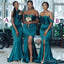 Sexy Green Mismached Off Shoulder Mermaid  Long Cheap Bridesmaid Dresses ,BD77