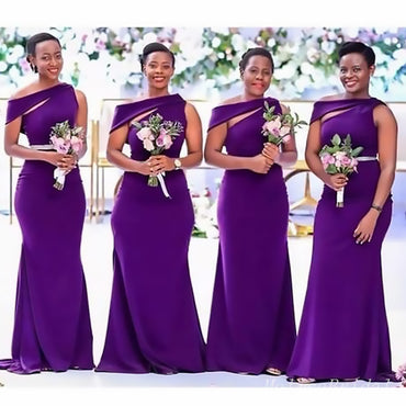 Sexy Purple Off Shoulder Mermaid Simple Long Cheap Bridesmaid Dresses ,BD100