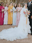 Elegant White Long Sleeves Ruffle Tulle A-Line Long Wedding Dresses,WD59