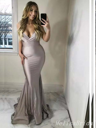 Sexy Plunging Mermaid Evening Gown Maxi Long Formal Dresses Prom Dresses,MB440
