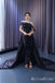 Gorgeous Black Off the Shoulder Mermaid Lace up Back Party Dress Long Prom Dresses to Impress with Trailing,MB953