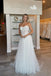 Elegant White Pleats Lace Appliques Tulle A-Line Long Cheap Wedding Dresses,WD60