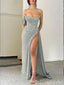 Sparkle Blue Sheath Off Shoulder Evening Gown Maxi Long Evening Party Prom Dresses,MB740