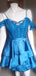 Elegant Blue Spaghetti Straps Off Shoulder Ruffles Simple Cheap Short Homecoming Dresses, HD207