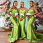 Unique Green Off Shoulder Beading Mermaid  Long Cheap Bridesmaid Dresses ,BD78