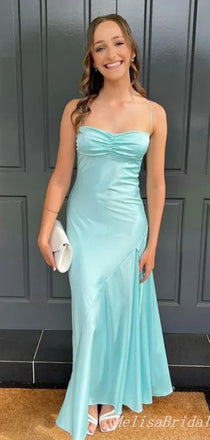 Elegant Simple Spaghetti Straps Sheath Evening Gown Maxi Long Formal Dresses Prom Dresses,MB470
