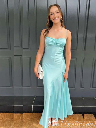 Elegant Simple Spaghetti Straps Sheath Evening Gown Maxi Long Formal Dresses Prom Dresses,MB470