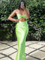 Elegant Bright Green Halter Mermaid Sleeveless Evening Prom Dresses,MB131