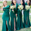 Elegant Green Long Sleeves V Neck Pleats Mermaid Long Cheap Bridesmaid Dresses ,BD103