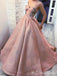 Charming Pink Sheer Corset A-line Sexy Sparkly Strapless Sweetheart Evening Gown Long Formal Dresses Prom Dresses with Ruffles ,MB386