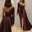 Sexy One Shoulder Lace Appliques One Long Sleeve Side Slit Mermaid Evening Gown Maxi Long Formal Dresses Prom Dresses,MB516