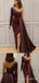 Sexy One Shoulder Lace Appliques One Long Sleeve Side Slit Mermaid Evening Gown Maxi Long Formal Dresses Prom Dresses,MB516