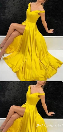 Sexy Off-The-Shoulder High Slit A-Line Evening Gown Maxi Long Formal Dresses Prom Dresses,MB443