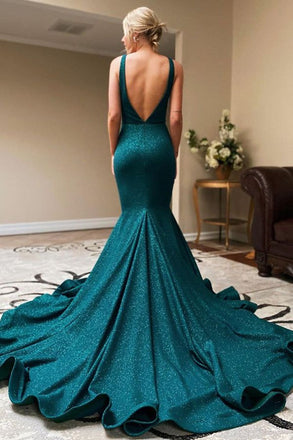 Elegant Green V Neck Spaghetti Straps Sequin Side Slit Long Simple Cheap Evening Gown Prom Dresses,MB168