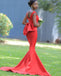 Elegant Red Off Shoulder V Neck Mermaid Long Cheap Bridesmaid Dresses ,BD102