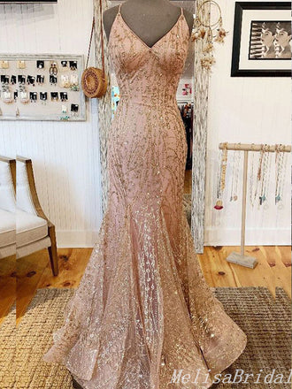 Sparkle Sexy V-Neck Lace Appliques Lace Up Back Mermaid Evening Gown Maxi Long Formal Dresses Prom Dresses,MB488