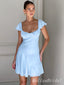 Elegant Light Blue Simple Cheap A-Line Short Homecoming Dresses, HD211