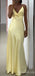 Stylish Light Yellow Spaghetti Straps A-line Long Prom Dresses to Impress ,MB10967