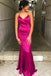 Sexy Rose Pink Criss-Cross Back V Neck Mermaid Evening Long Prom Dresses,MB26