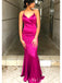 Sexy Rose Pink Criss-Cross Back V Neck Mermaid Evening Long Prom Dresses,MB26