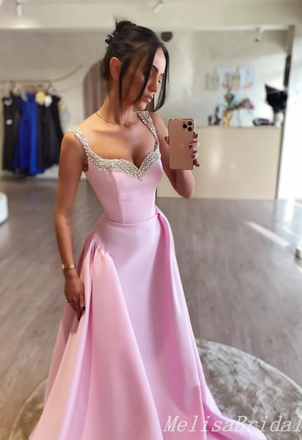 Sexy Elegant Beaded Sweetheart A-Line Evening Gown Maxi Long Formal Dresses Prom Dresses,MB418